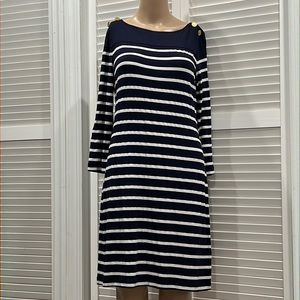 Allen B striped dress 3/4 sleeve